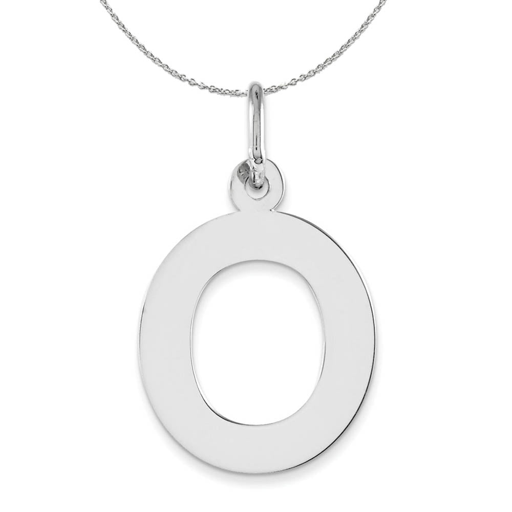 Silver Amanda Collection Medium Block Style Initial O Necklace, Item N16357 by The Black Bow Jewelry Co.