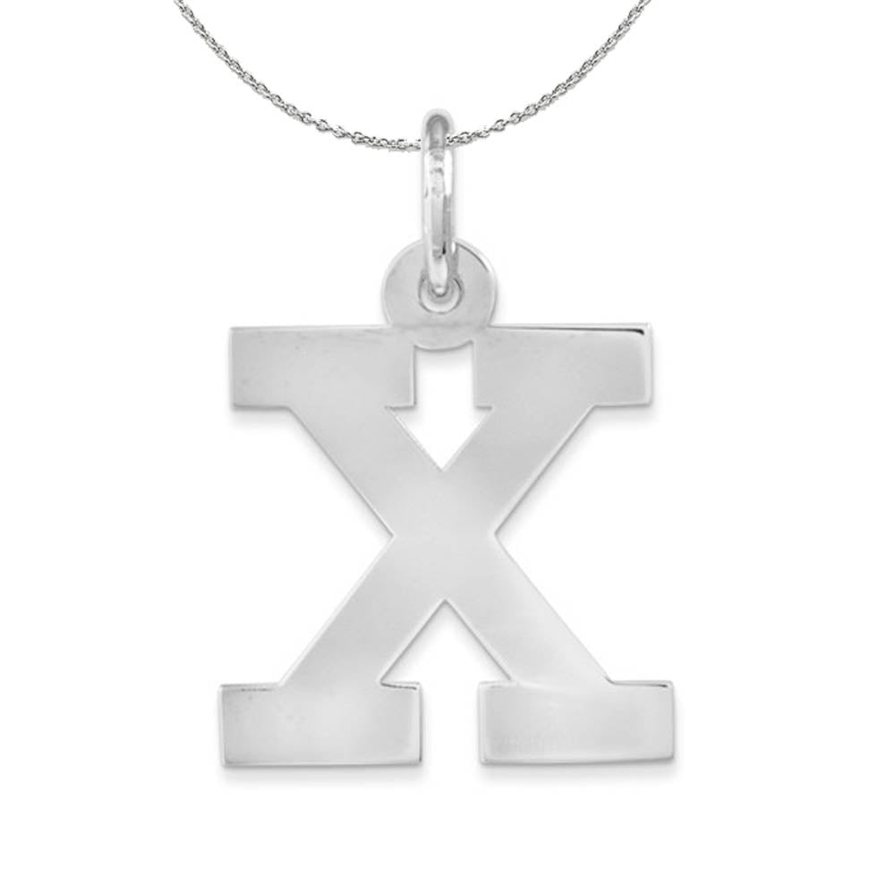 Silver Amanda Collection Medium Block Style Initial X Necklace, Item N16366 by The Black Bow Jewelry Co.