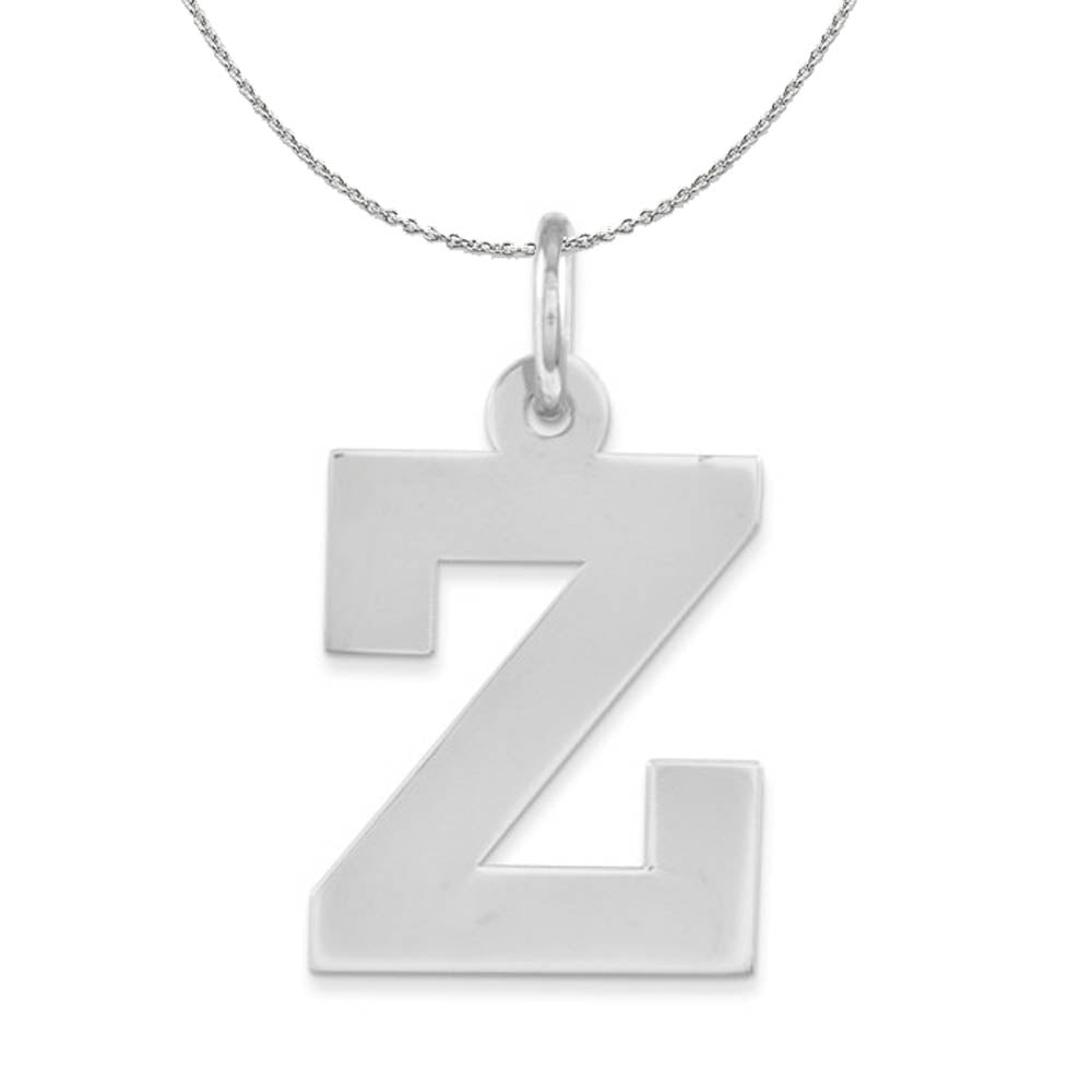 Silver Amanda Collection Medium Block Style Initial Z Necklace, Item N16368 by The Black Bow Jewelry Co.