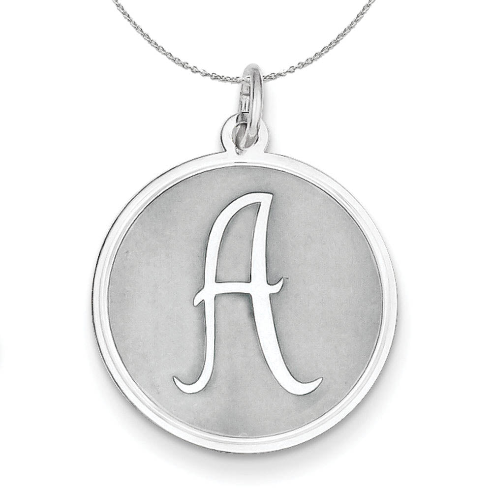 Sterling Silver, Makayla Collection, 20mm Disc Initial A Necklace, Item N16369 by The Black Bow Jewelry Co.