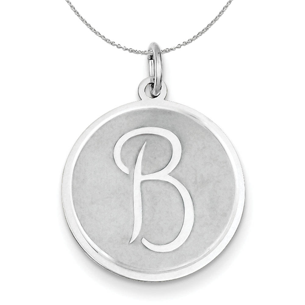 Sterling Silver, Makayla Collection, 20mm Disc Initial B Necklace, Item N16370 by The Black Bow Jewelry Co.