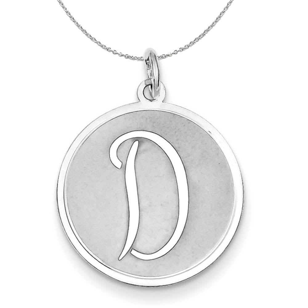 Sterling Silver, Makayla Collection, 20mm Disc Initial D Necklace, Item N16372 by The Black Bow Jewelry Co.