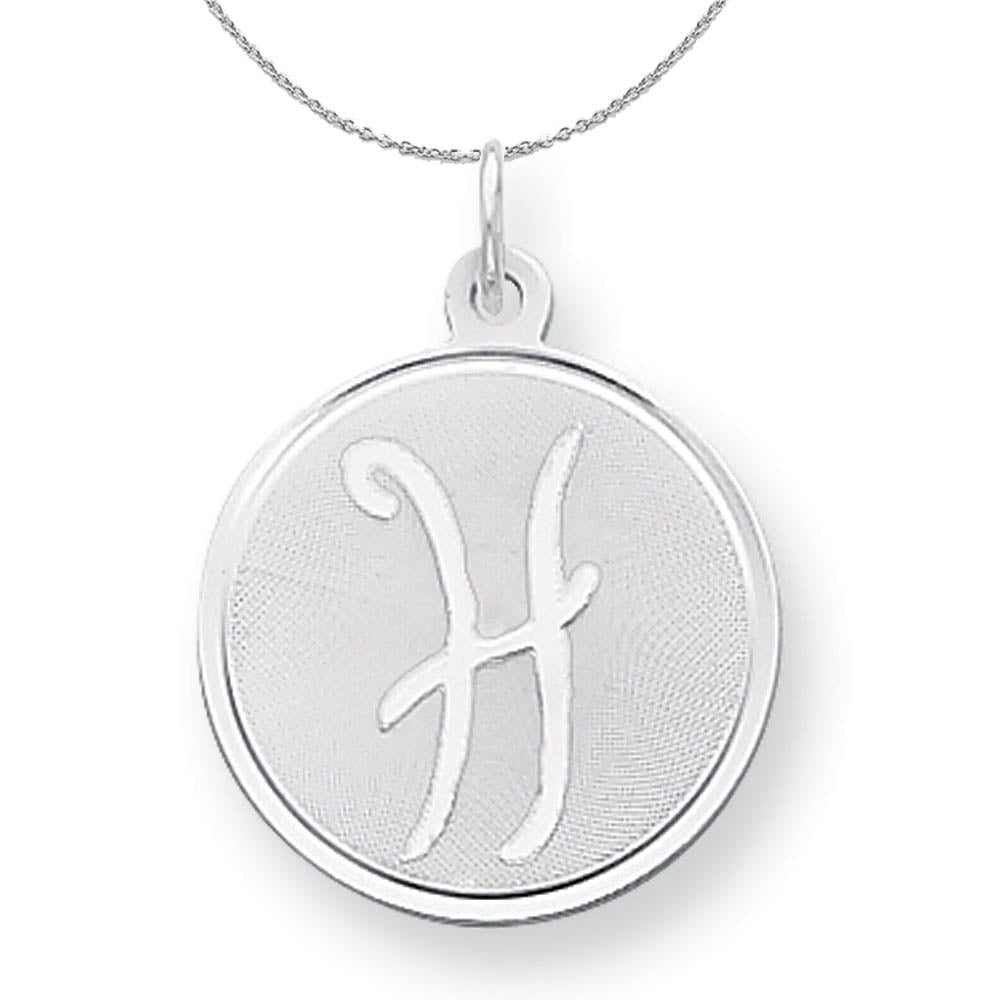 Sterling Silver, Makayla Collection, 20mm Disc Initial H Necklace, Item N16375 by The Black Bow Jewelry Co.