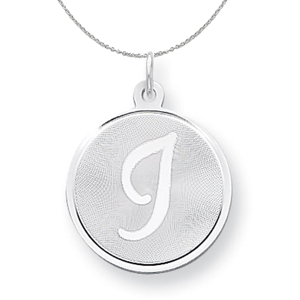 Sterling Silver, Makayla Collection, 20mm Disc Initial I Necklace, Item N16376 by The Black Bow Jewelry Co.