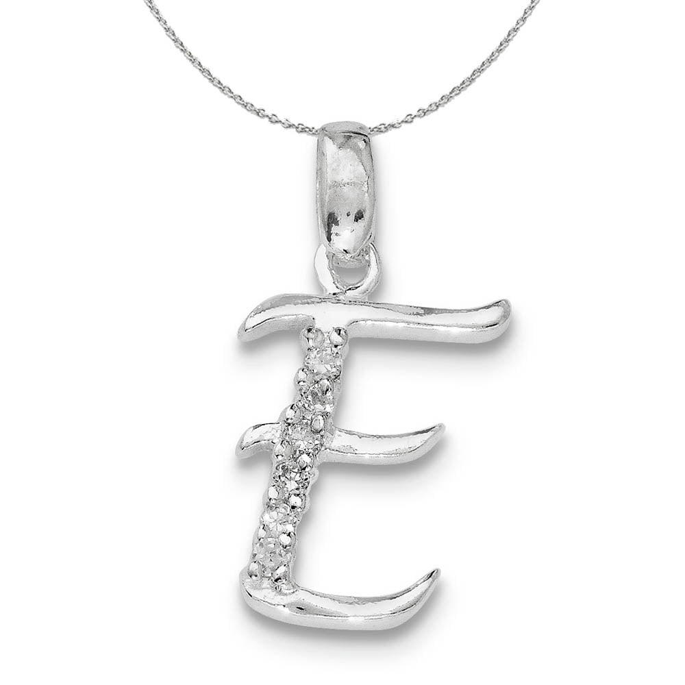 Sterling Silver and CZ, Lauren Collection, Initial E Necklace, Item N16393 by The Black Bow Jewelry Co.