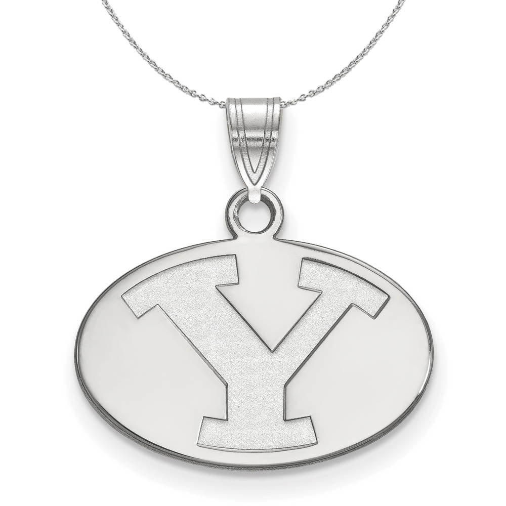 Sterling Silver Brigham Young U Small Initial Y Necklace, Item N16447 by The Black Bow Jewelry Co.
