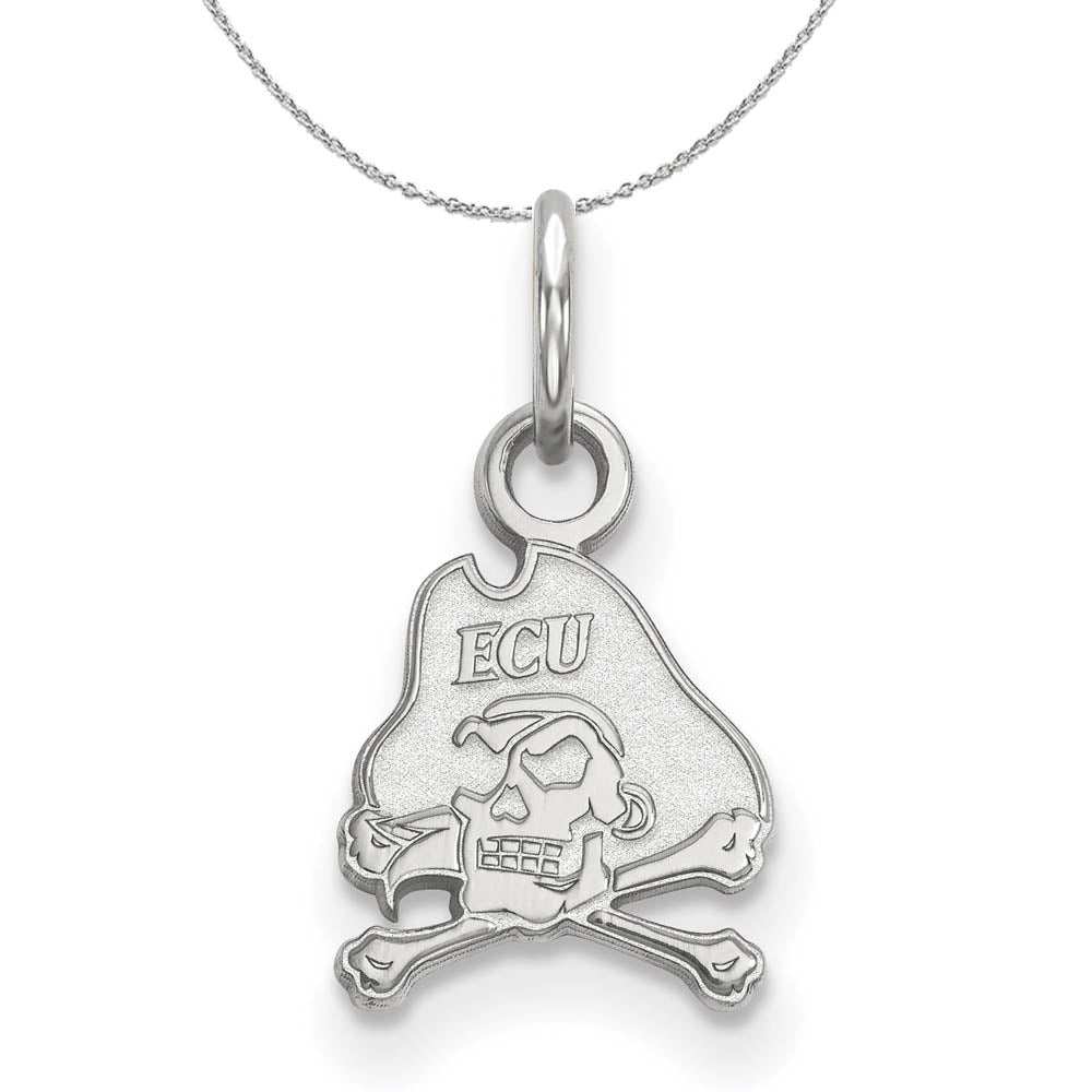 Sterling Silver East Carolina U XS (Tiny) Pirate Pendant Necklace, Item N16449 by The Black Bow Jewelry Co.