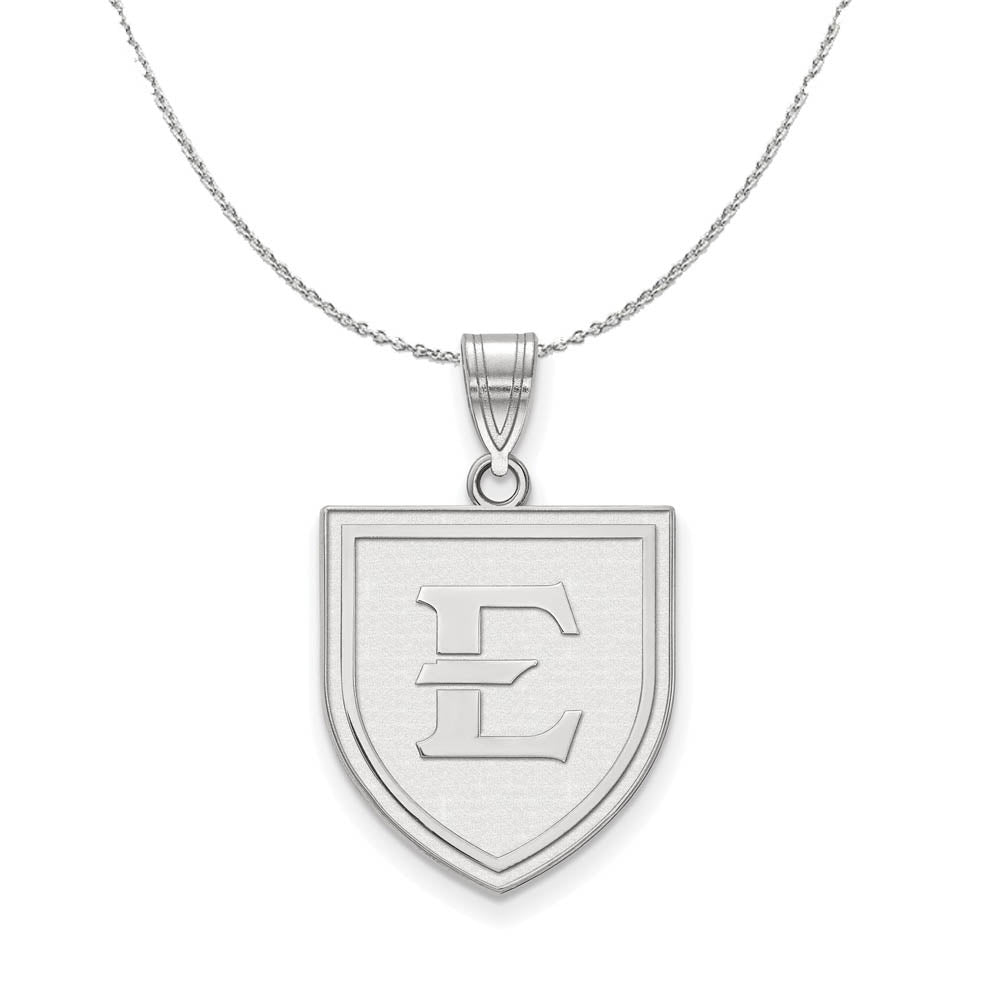 Sterling Silver East Tennessee State Small Pendant Necklace, Item N16450 by The Black Bow Jewelry Co.