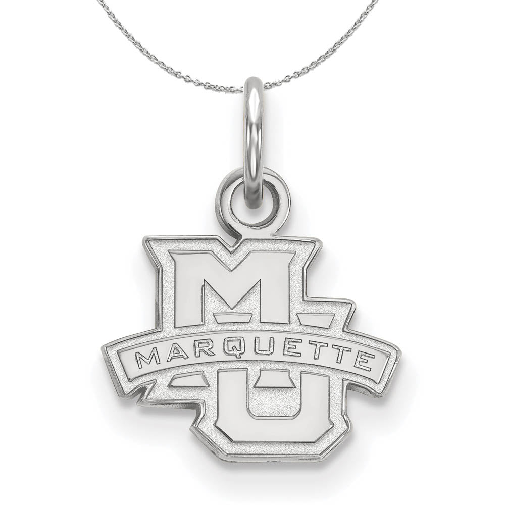 Sterling Silver Marquette U XS (Tiny) 'MU' Pendant Necklace, Item N16459 by The Black Bow Jewelry Co.