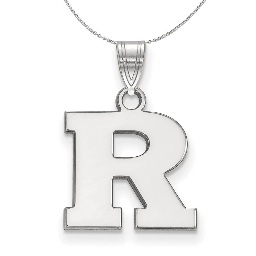 Sterling Silver Rutgers Small Initial R Necklace, Item N16470 by The Black Bow Jewelry Co.