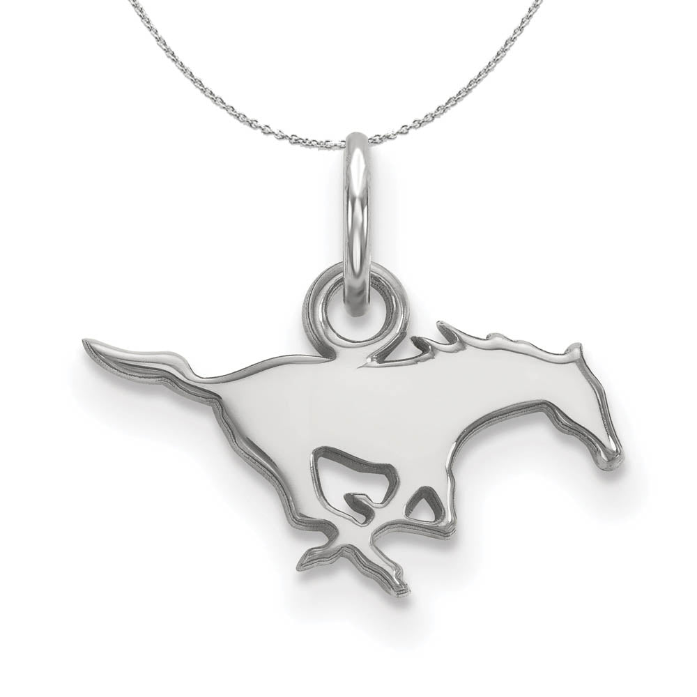 Sterling Silver Southern Methodist U. XS (Tiny) Pendant Necklace, Item N16473 by The Black Bow Jewelry Co.