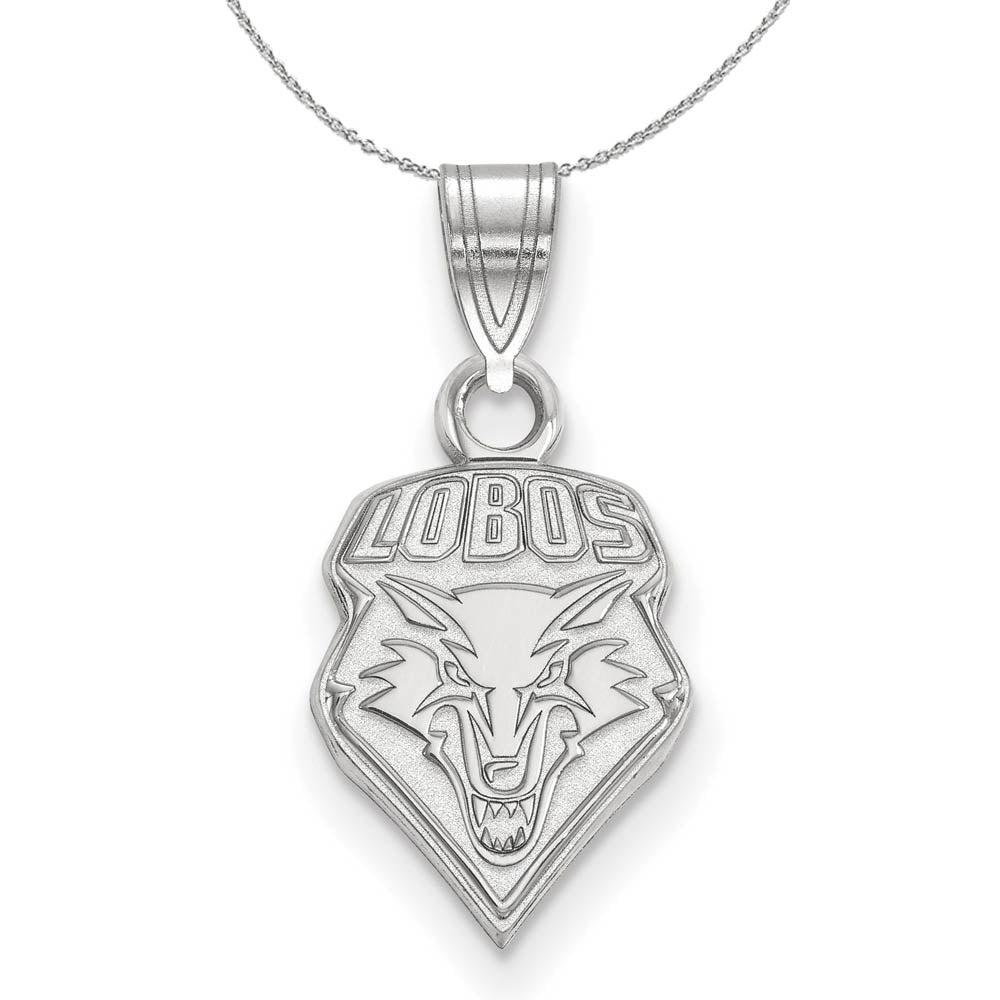 Sterling Silver U. of New Mexico Small Lobo Pendant Necklace, Item N16482 by The Black Bow Jewelry Co.