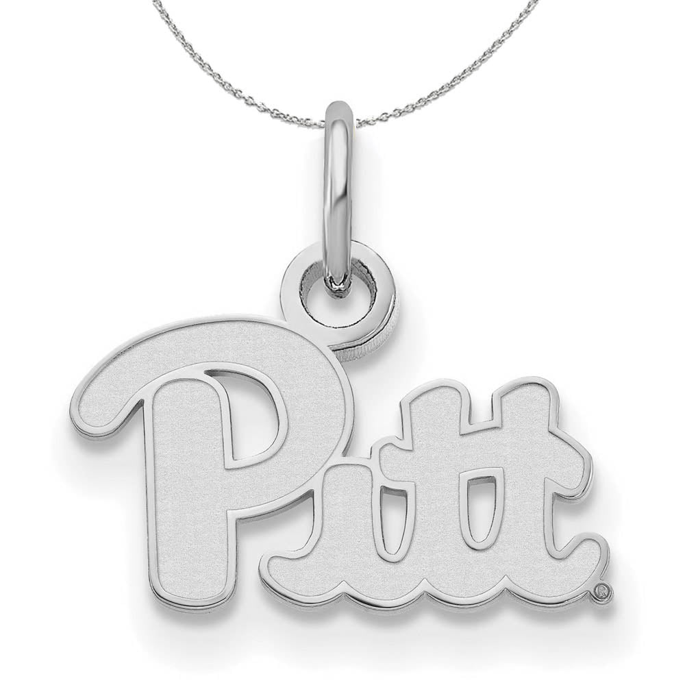 Sterling Silver U. of Pittsburgh XS (Tiny) 'Pitt' Pendant Necklace, Item N16486 by The Black Bow Jewelry Co.