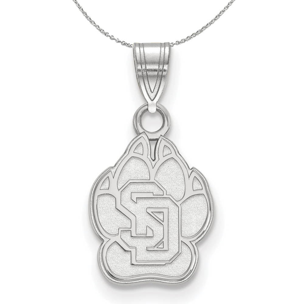Sterling Silver South Dakota Small 'SD' Pendant Necklace, Item N16488 by The Black Bow Jewelry Co.