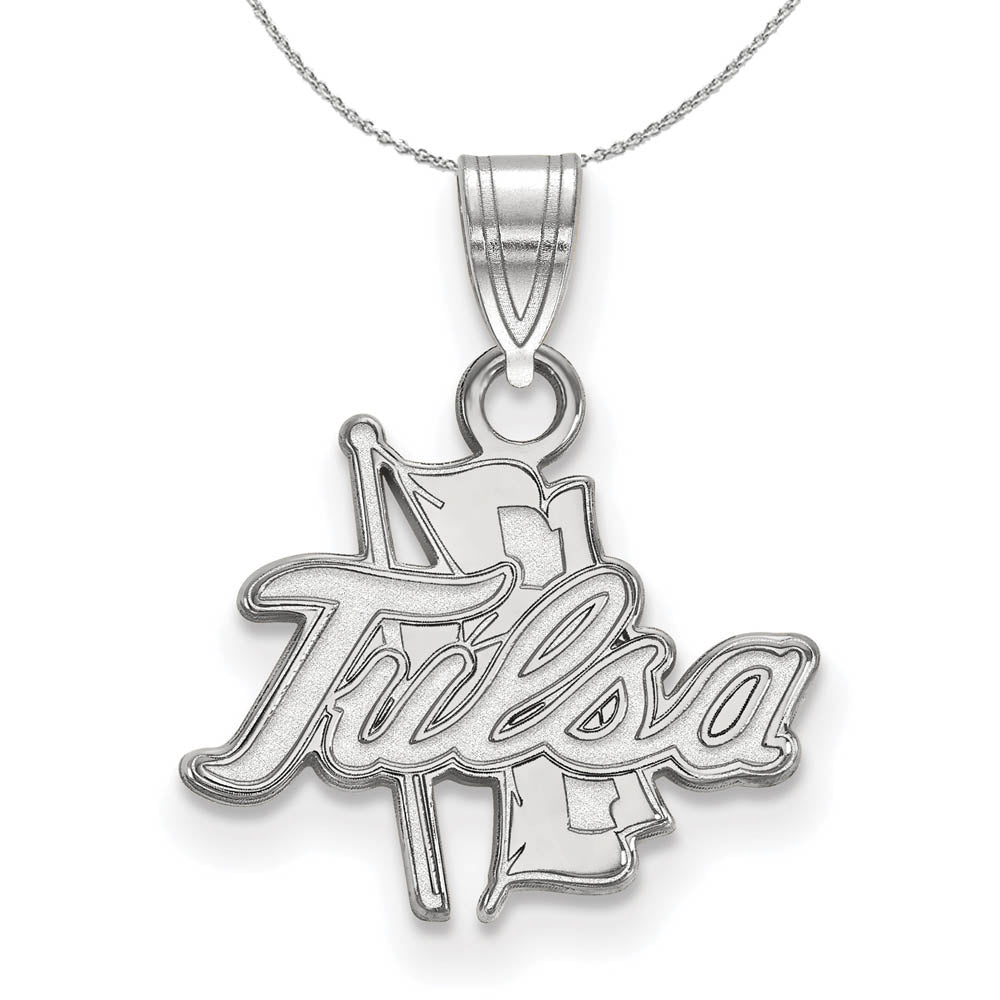Sterling Silver The U. of Tulsa Small 'Tulsa' Pendant Necklace, Item N16492 by The Black Bow Jewelry Co.