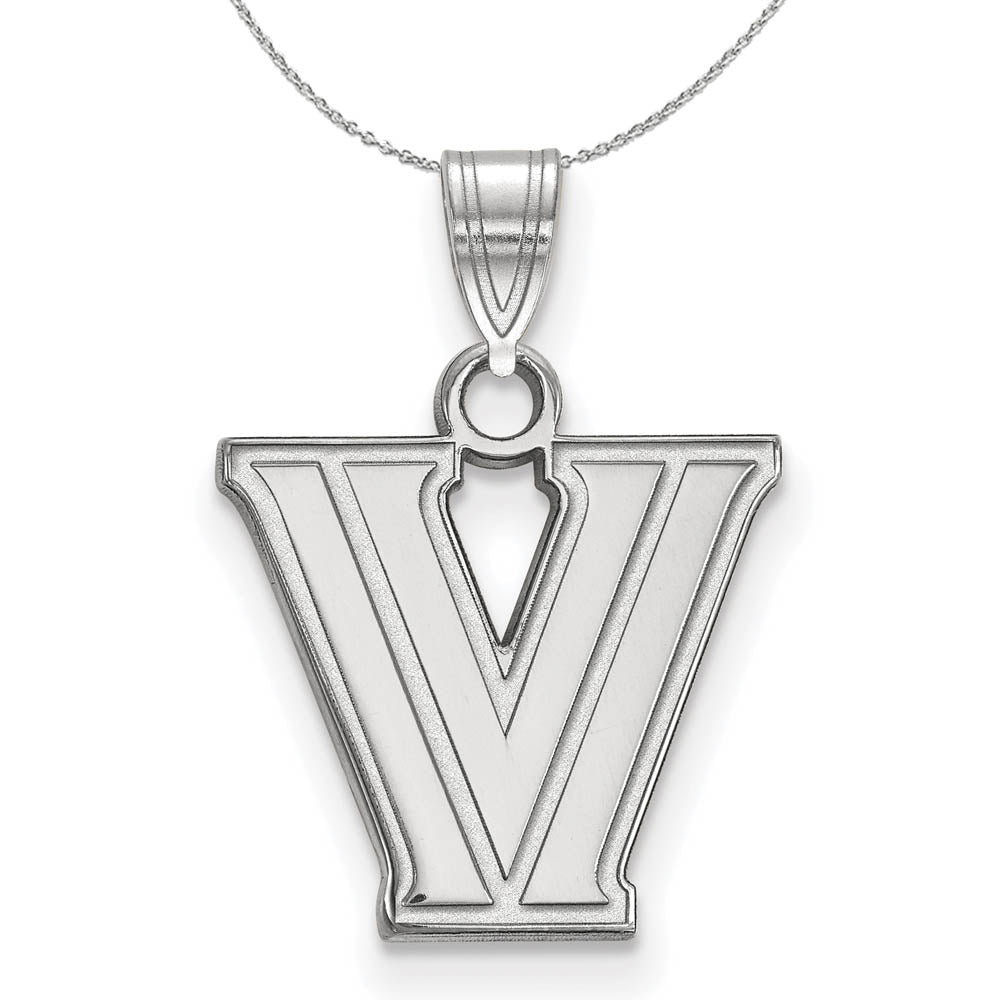 Sterling Silver Villanova U. Small 'V' Pendant Necklace, Item N16502 by The Black Bow Jewelry Co.