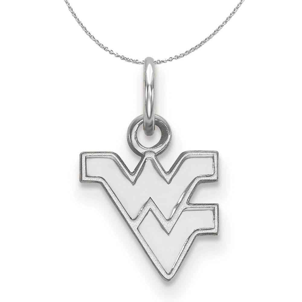 Sterling Silver West Virginia U. XS (Tiny) Pendant Necklace, Item N16508 by The Black Bow Jewelry Co.