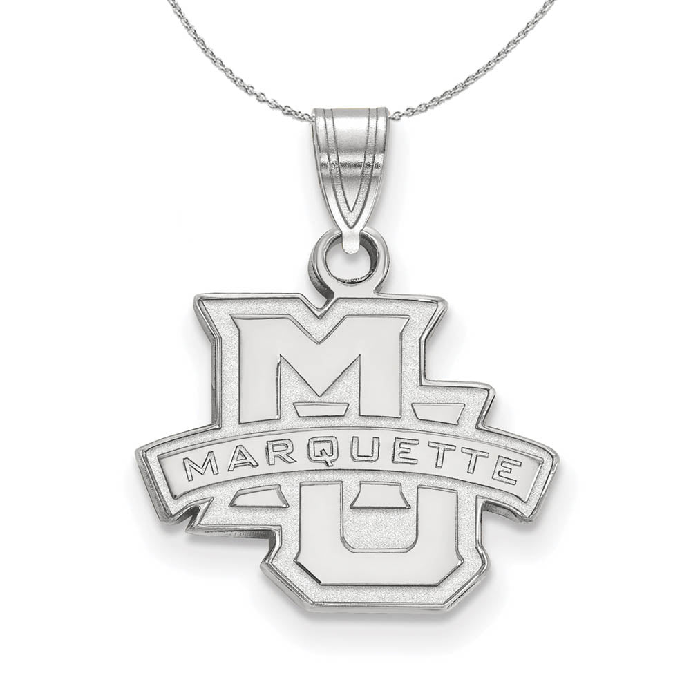 Sterling Silver Marquette U Small 'MU' Pendant Necklace, Item N16523 by The Black Bow Jewelry Co.