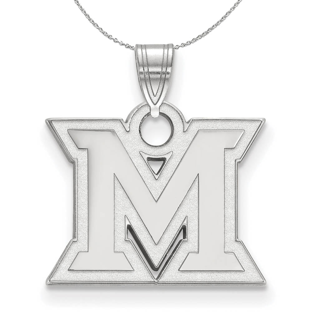 Sterling Silver Miami U Small Initial M Necklace, Item N16525 by The Black Bow Jewelry Co.