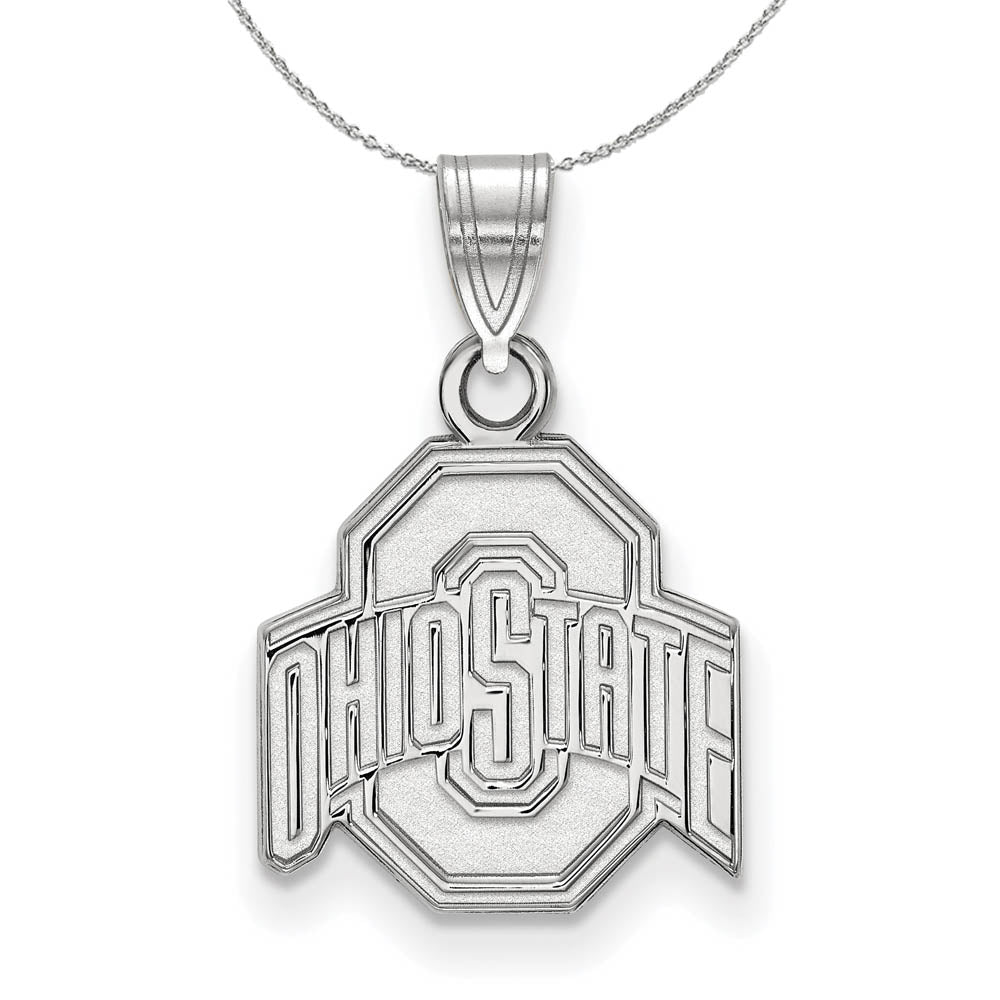 Sterling Silver Ohio State Small 'O' Pendant Necklace, Item N16530 by The Black Bow Jewelry Co.