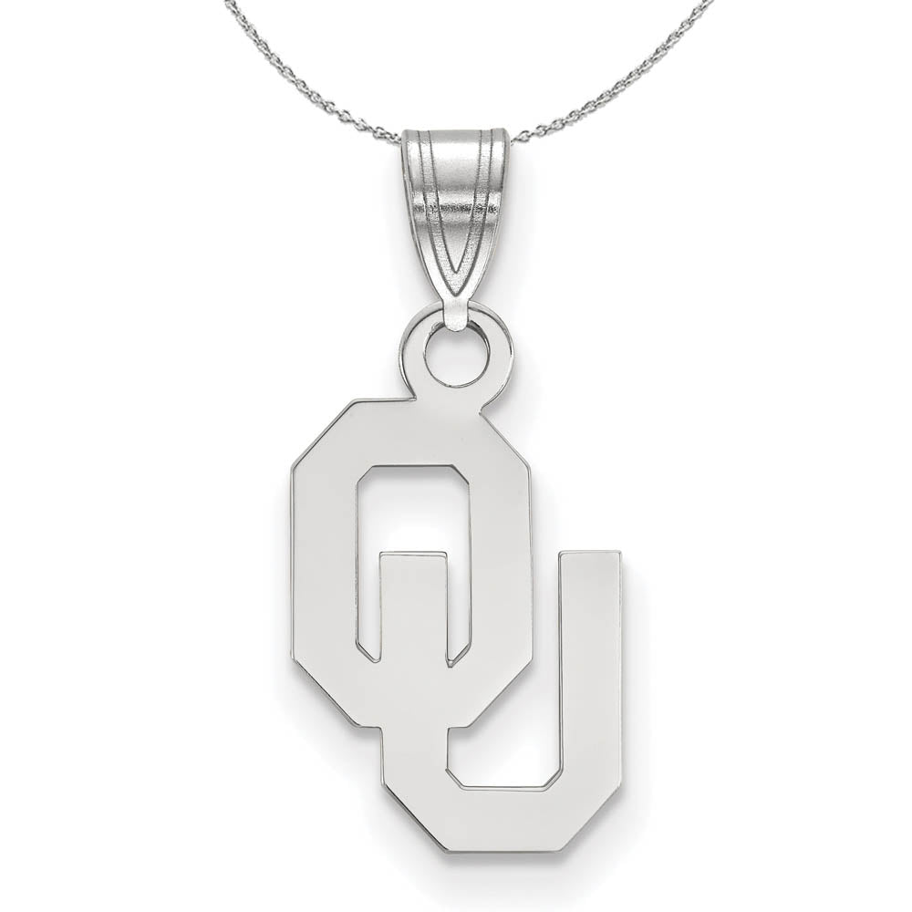 Sterling Silver U. of Oklahoma Small Pendant Necklace, Item N16547 by The Black Bow Jewelry Co.