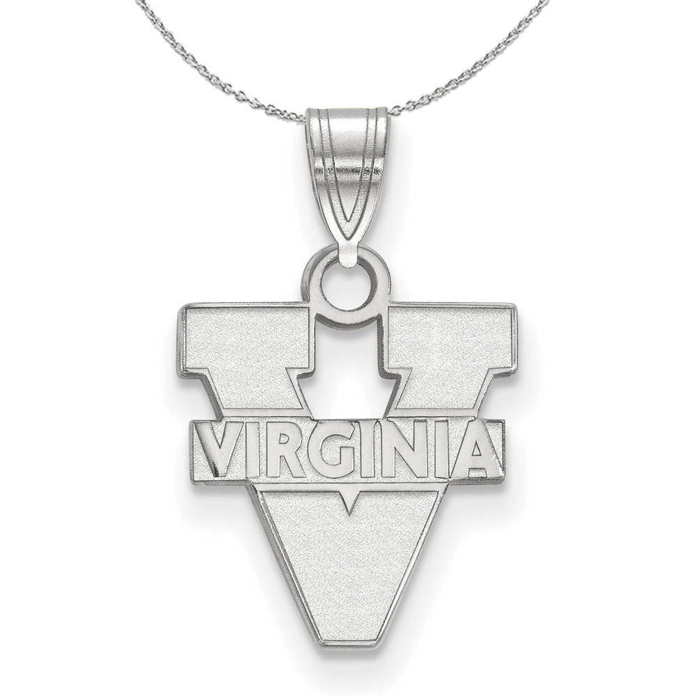 Sterling Silver U. of Virginia Small 'V' Logo Necklace, Item N16552 by The Black Bow Jewelry Co.