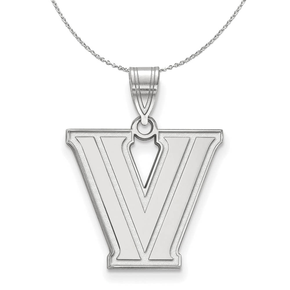 Sterling Silver Villanova U. Medium 'V' Pendant Necklace, Item N16556 by The Black Bow Jewelry Co.