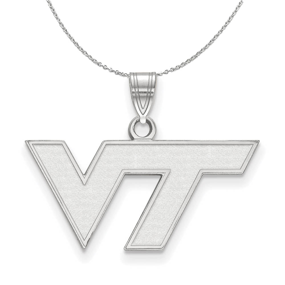 Sterling Silver Virginia Tech Small 'VT' Necklace, Item N16557 by The Black Bow Jewelry Co.