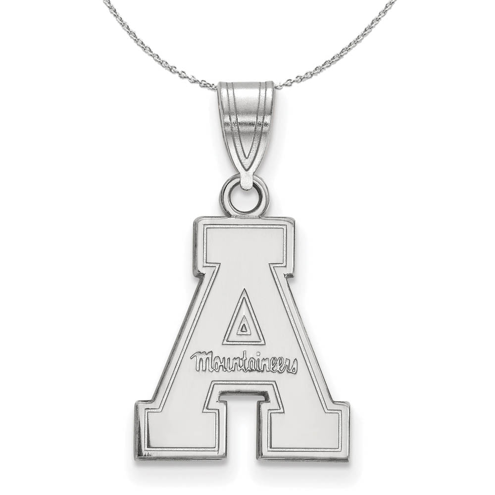Sterling Silver Appalachian State Medium 'A' Pendant Necklace, Item N16562 by The Black Bow Jewelry Co.