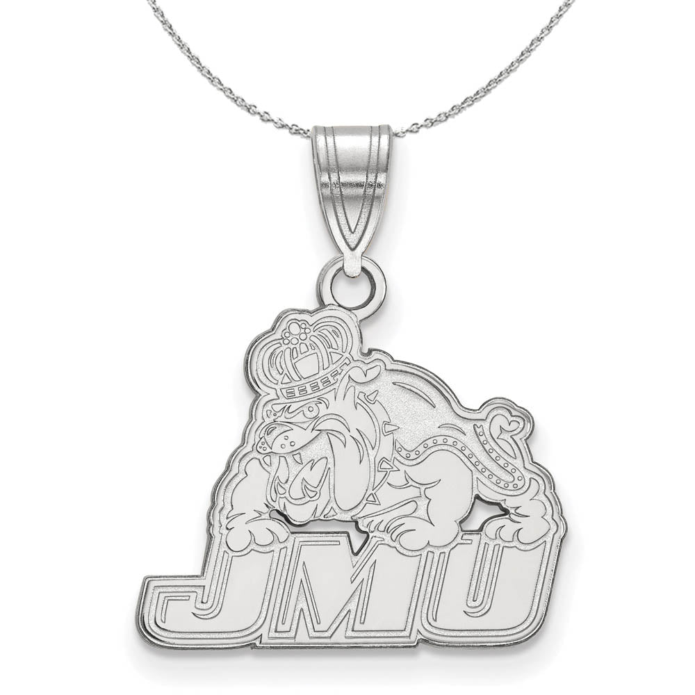 Sterling Silver James Madison U Medium Pendant Necklace, Item N16571 by The Black Bow Jewelry Co.