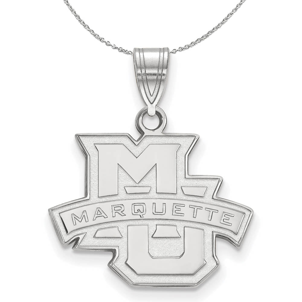 Sterling Silver Marquette U Medium Pendant Necklace, Item N16572 by The Black Bow Jewelry Co.