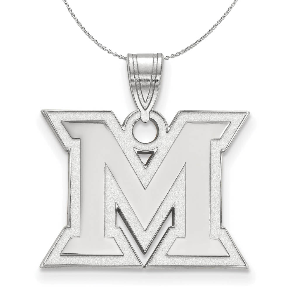 Sterling Silver Miami U Medium Initial M Necklace, Item N16574 by The Black Bow Jewelry Co.