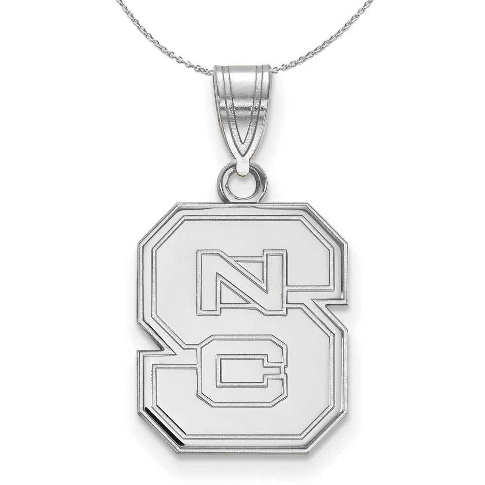 Sterling Silver North Carolina Medium 'NCS' Pendant Necklace, Item N16575 by The Black Bow Jewelry Co.
