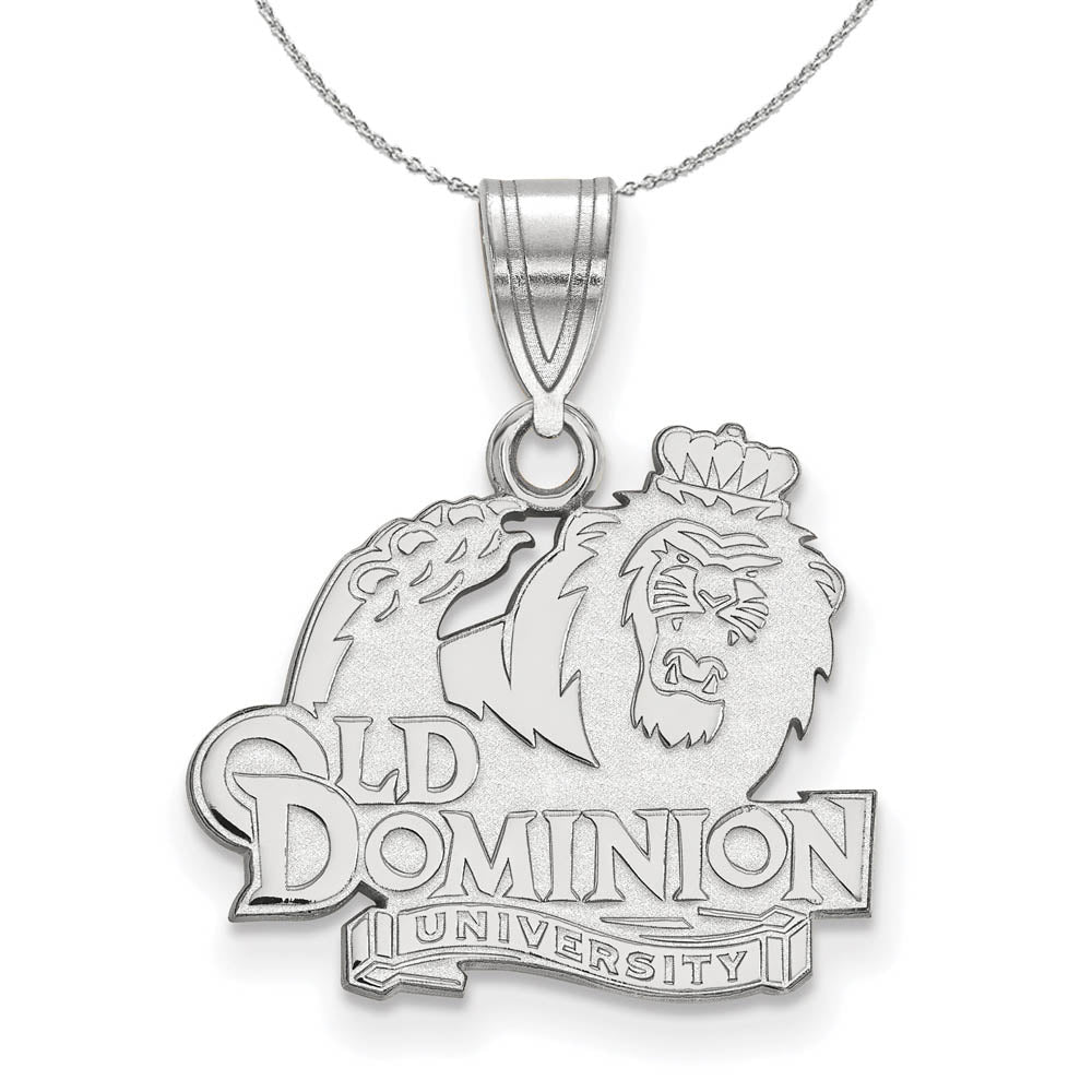 Sterling Silver Old Dominion U. Medium Logo Pendant Necklace, Item N16576 by The Black Bow Jewelry Co.