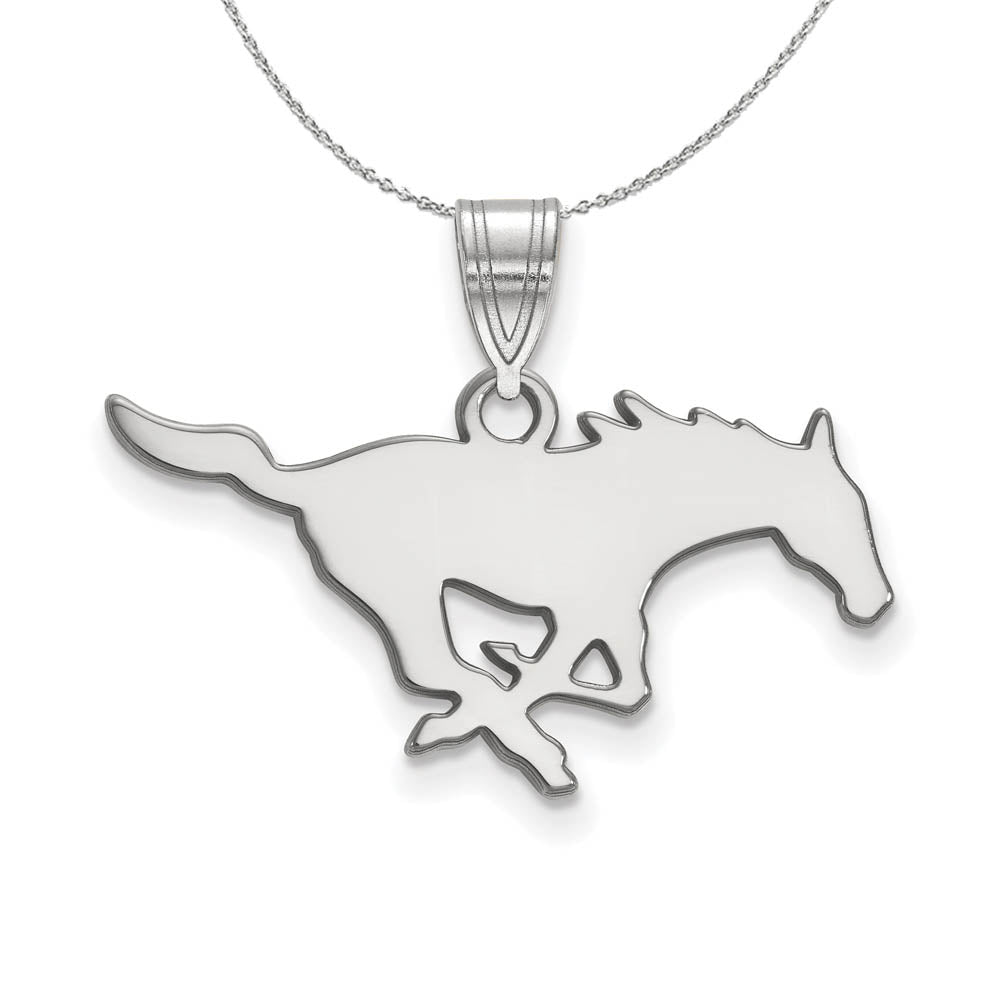 Sterling Silver Southern Methodist U. Medium Pendant Necklace, Item N16582 by The Black Bow Jewelry Co.