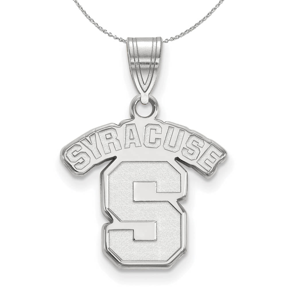 Sterling Silver Syracuse U. Medium 'S' Pendant Necklace, Item N16583 by The Black Bow Jewelry Co.