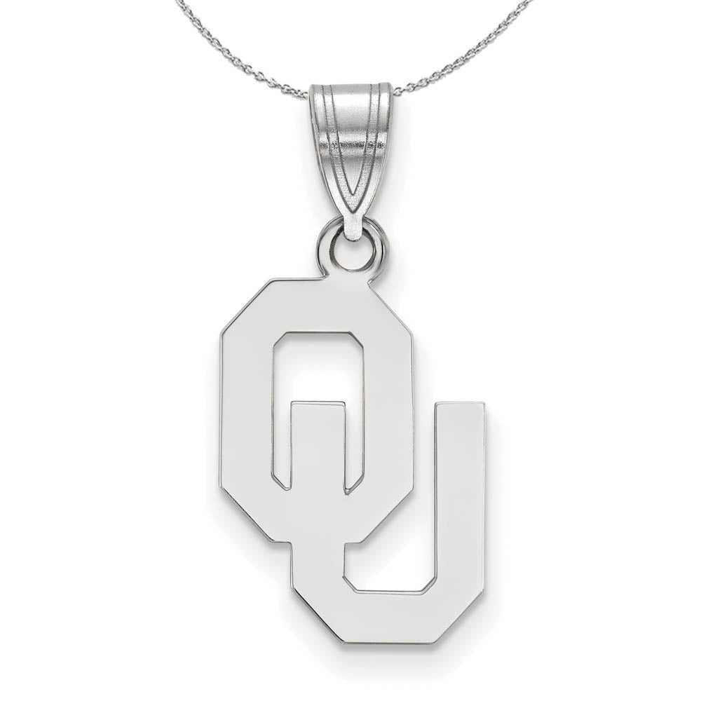 Sterling Silver U. of Oklahoma Medium Pendant Necklace, Item N16594 by The Black Bow Jewelry Co.
