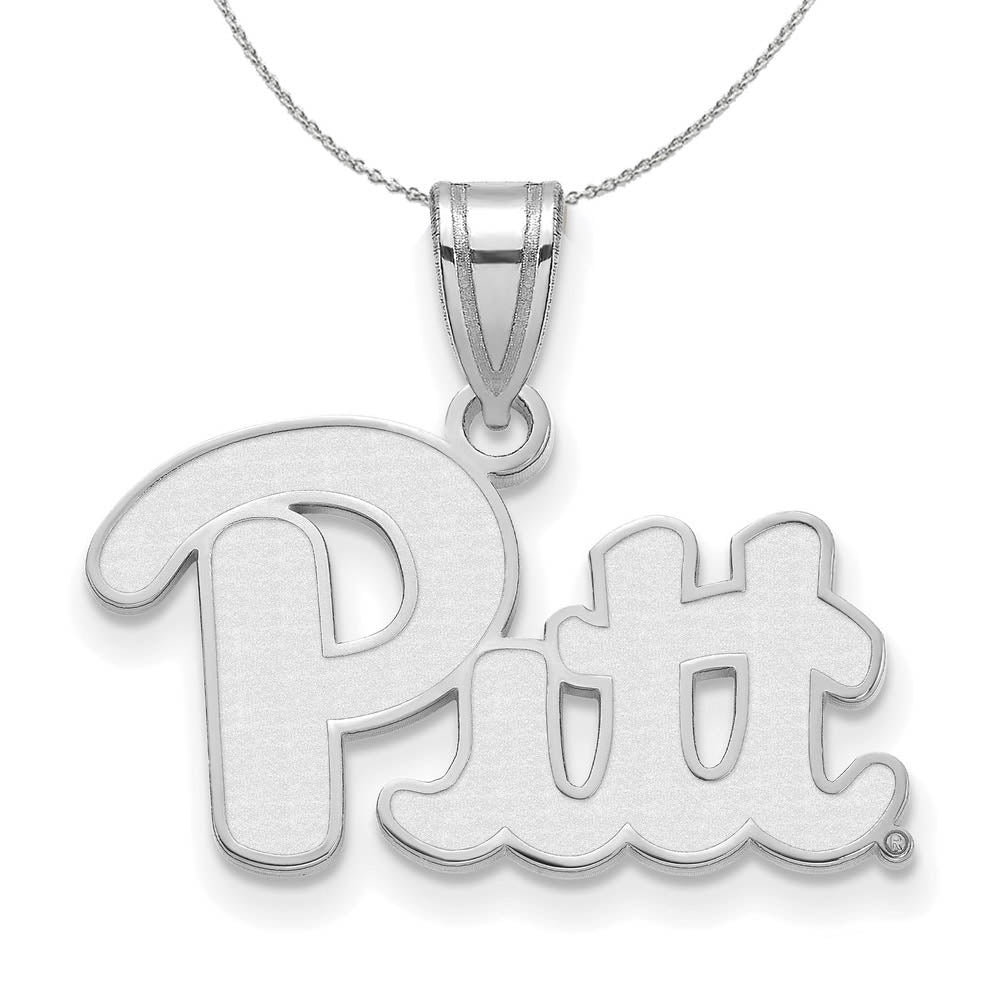 Sterling Silver U. of Pittsburgh Medium 'Pitt' Pendant Necklace, Item N16595 by The Black Bow Jewelry Co.