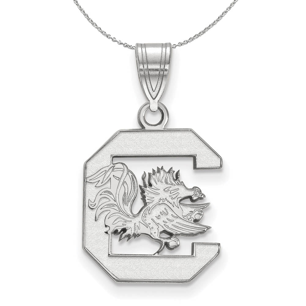 Sterling Silver South Carolina Medium 'C' Pendant Necklace, Item N16597 by The Black Bow Jewelry Co.
