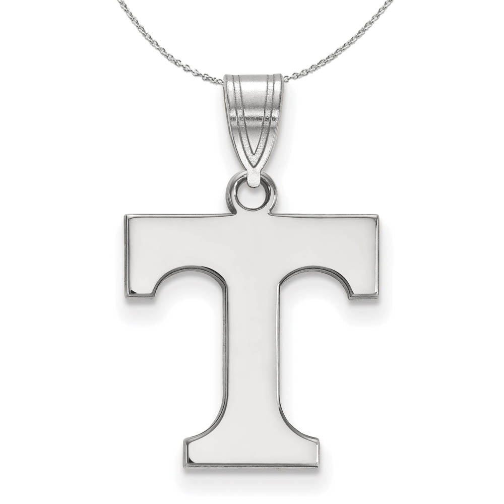 Sterling Silver U. of Tennessee Medium Initial T Necklace, Item N16598 by The Black Bow Jewelry Co.