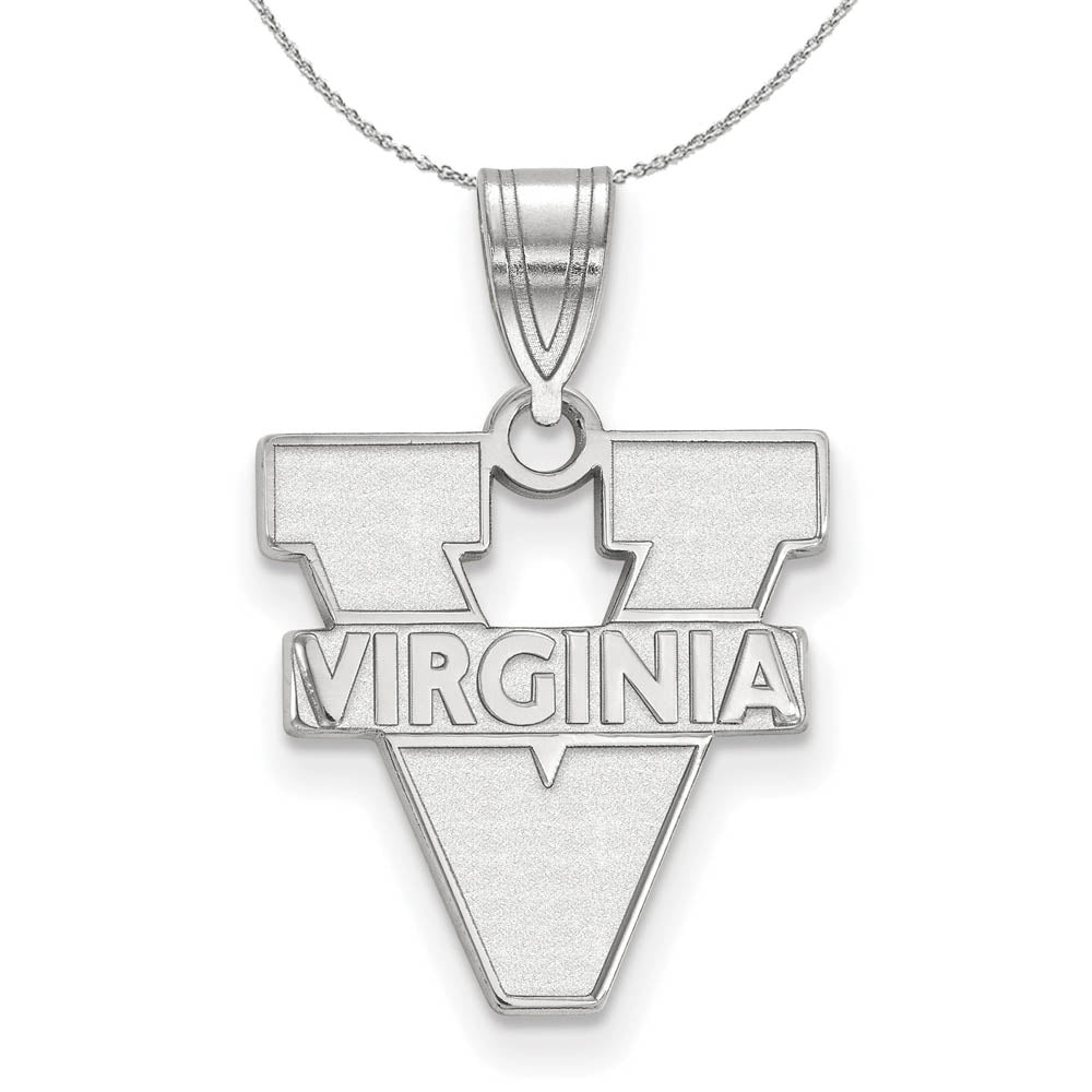 Sterling Silver U. of Virginia Medium 'V' Logo Necklace, Item N16599 by The Black Bow Jewelry Co.