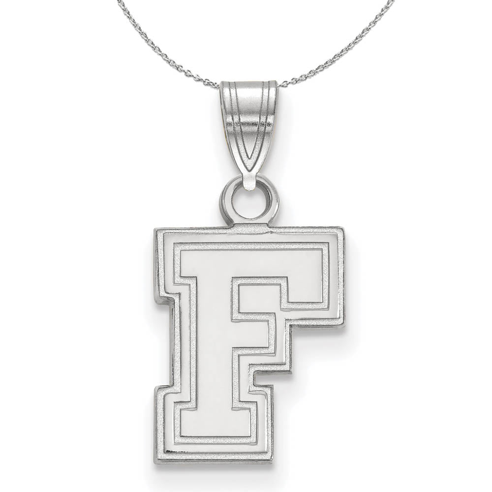 Sterling Silver Fordham U Small Pendant Necklace, Item N16609 by The Black Bow Jewelry Co.