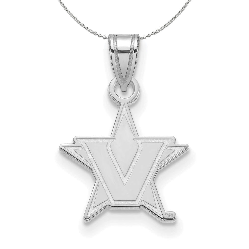 Sterling Silver Vanderbilt U. Small Initial V Necklace, Item N16620 by The Black Bow Jewelry Co.