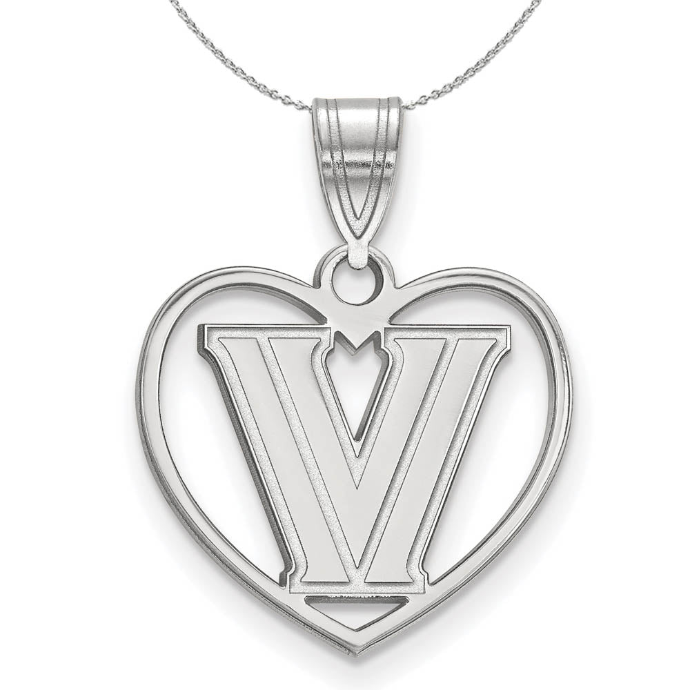 Sterling Silver Villanova U. Heart Pendant Necklace, Item N16645 by The Black Bow Jewelry Co.