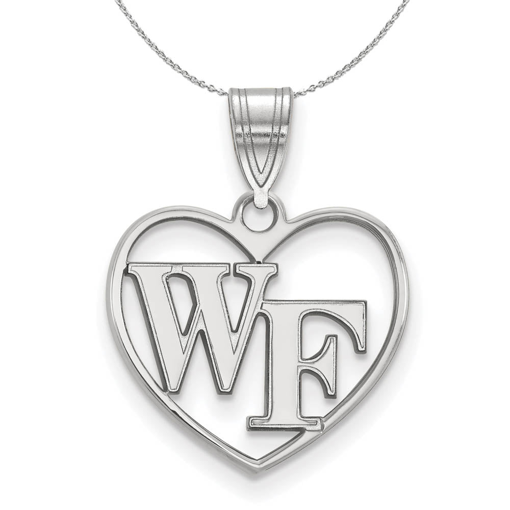 Sterling Silver Wake Forest U. 'WF' Pendant Necklace, Item N16647 by The Black Bow Jewelry Co.