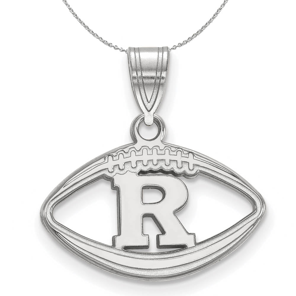 Sterling Silver Rutgers Football Pendant Necklace, Item N16650 by The Black Bow Jewelry Co.