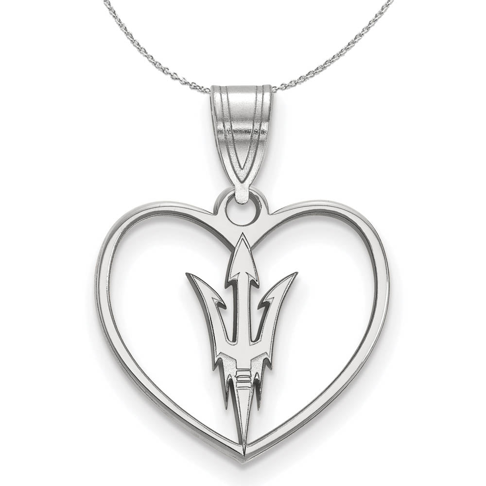 Sterling Silver Arizona State Heart Pendant Necklace, Item N16659 by The Black Bow Jewelry Co.
