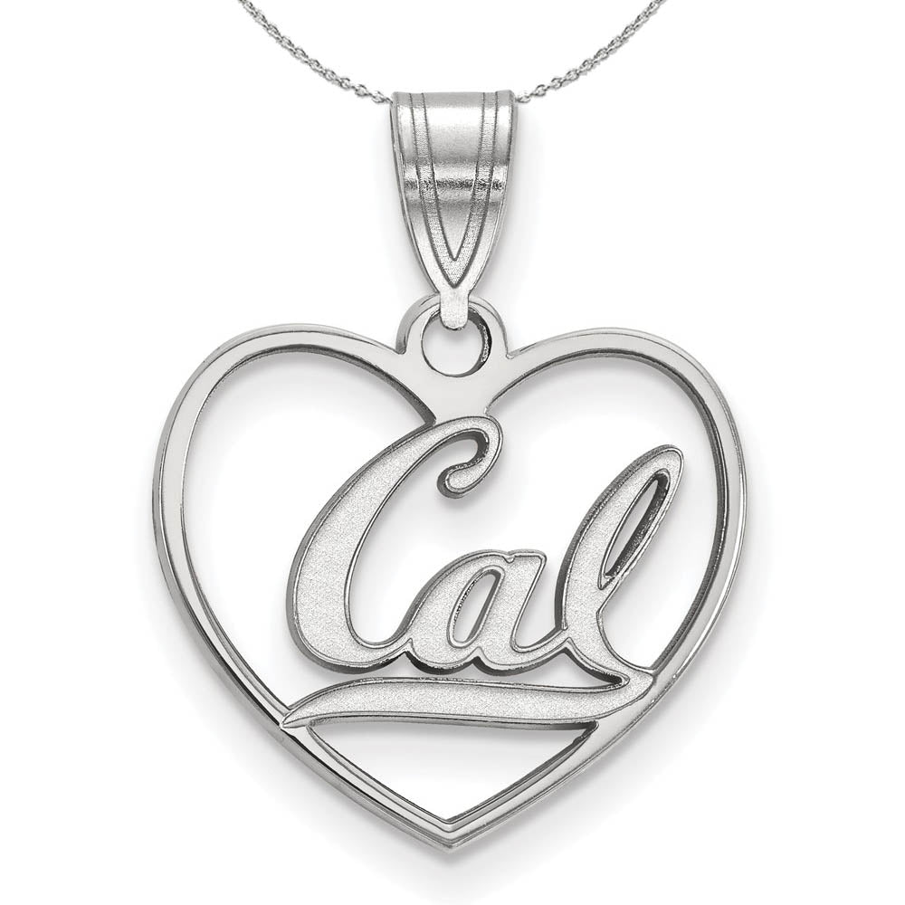 Sterling Silver California Berkeley 'Cal' Heart Pendant Necklace, Item N16671 by The Black Bow Jewelry Co.