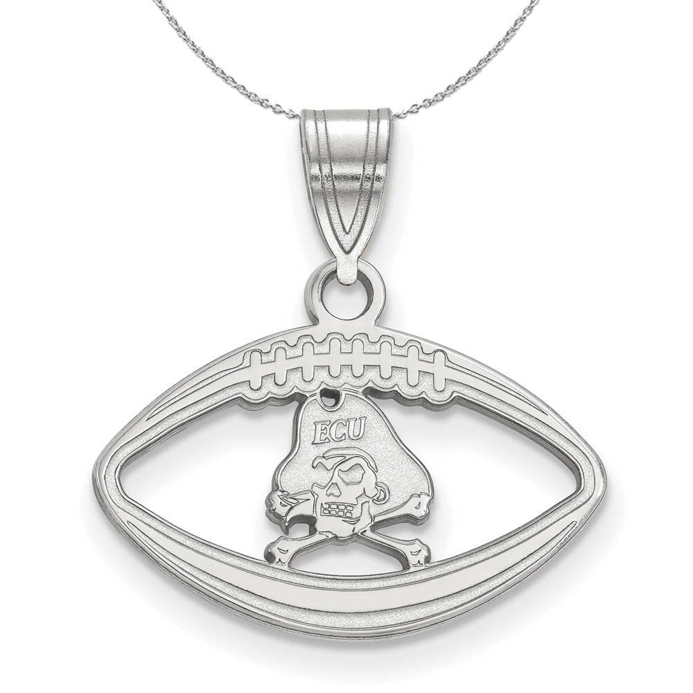 Sterling Silver East Carolina U. Football Pendant Necklace, Item N16682 by The Black Bow Jewelry Co.