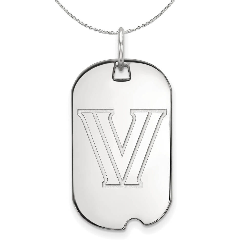 Sterling Silver Villanova U. Dog Tag Pendant Necklace, Item N16689 by The Black Bow Jewelry Co.